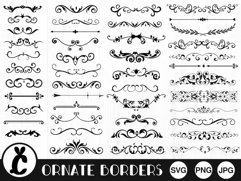 Ornate Borders Digital Cut Files – SVG, PNG, JPG Bundle